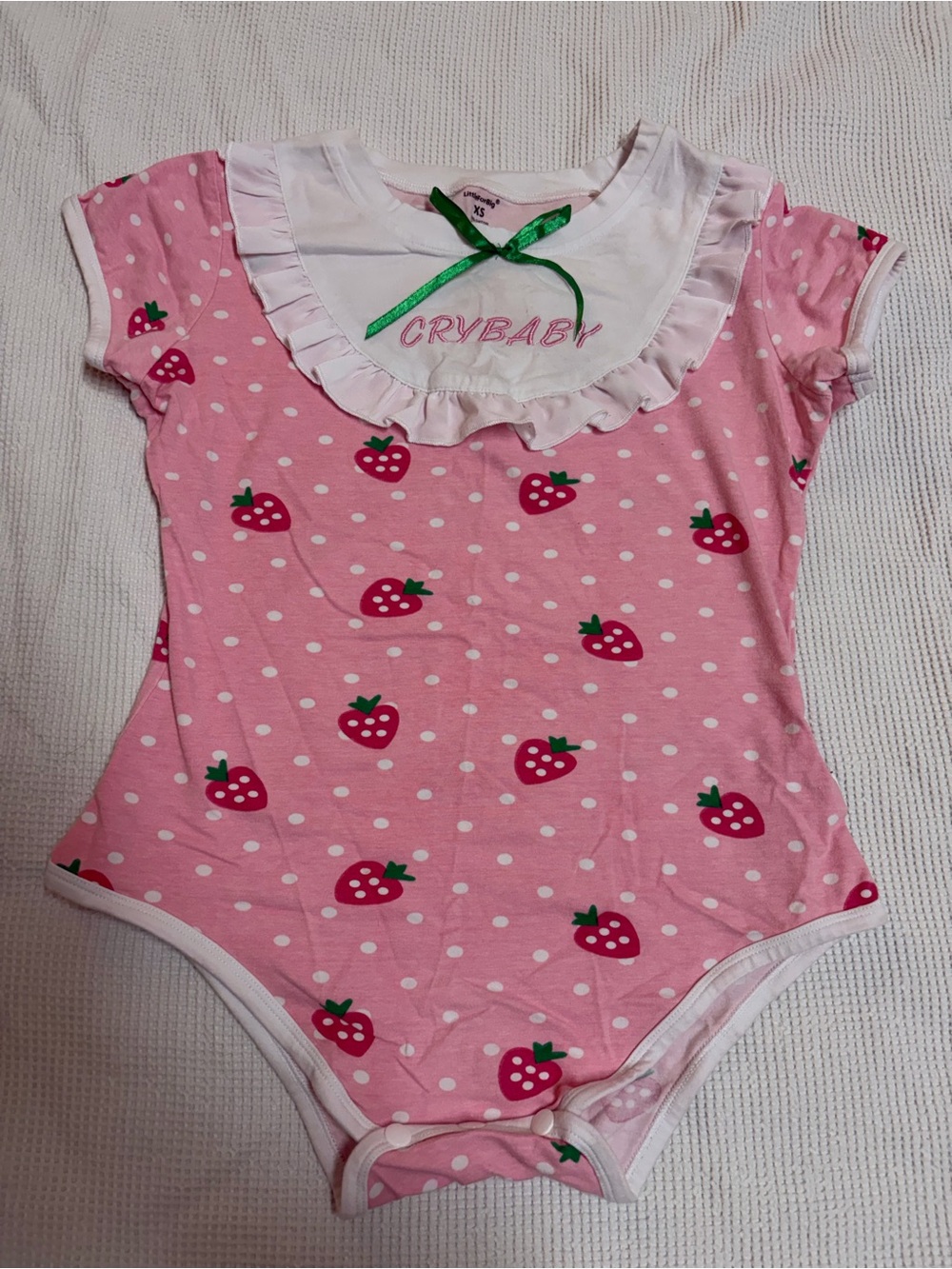 Little for big crybaby strawberry adult onesie
